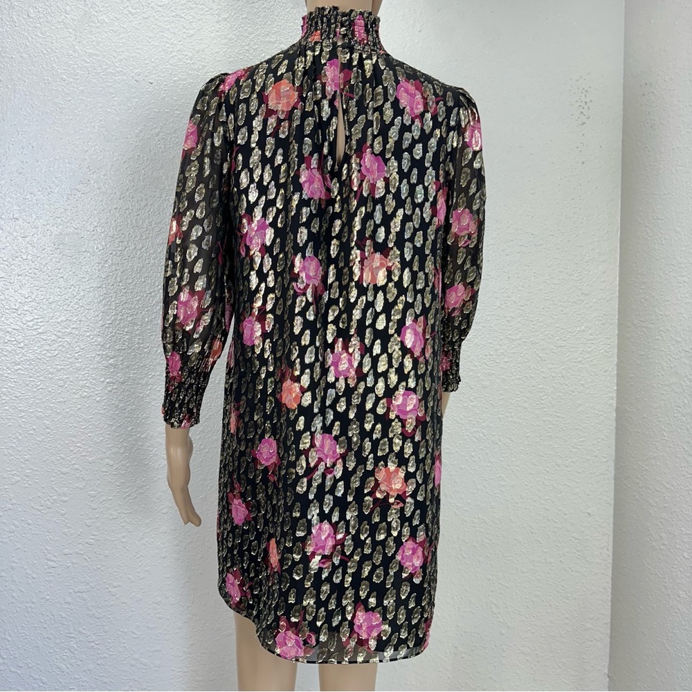 Kate Spade mini dress metallic black Rose Garden retro cottage Fairy coquette - Picture 8 of 13